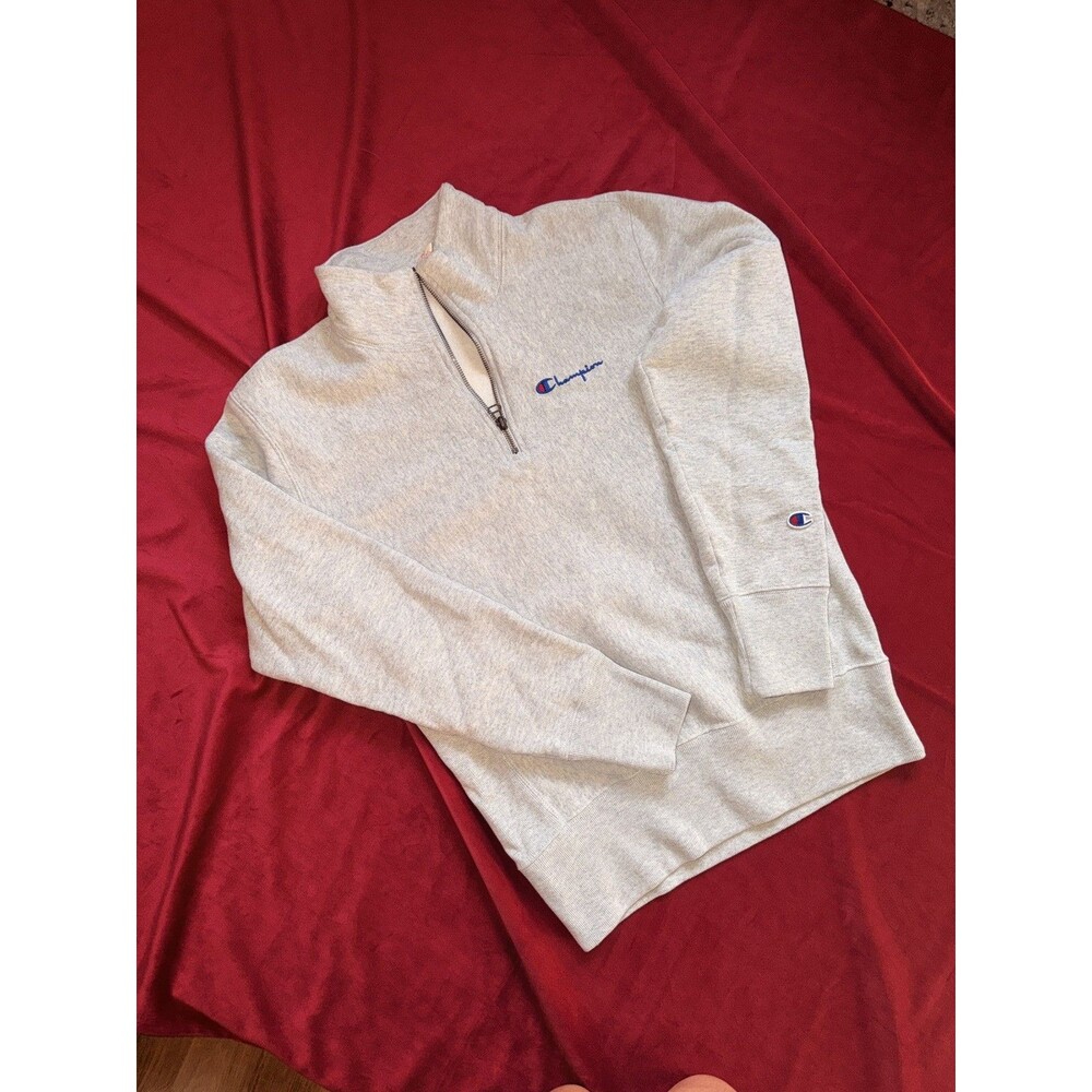 Champion Authentic Men's Quarter Zip Sweatshirt Gray Size S